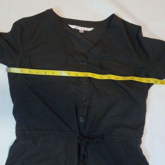 Max Studio Black Roll Tab Sleeve Drawstring Blouson Dress Size Small - Picture 3 of 10
